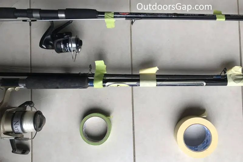Tangle free fishing rods with painters tape